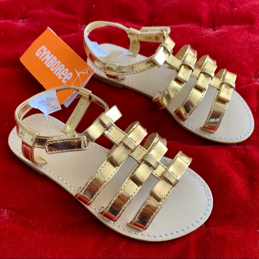 Gymboree gold bow sandals girl 10 NWT